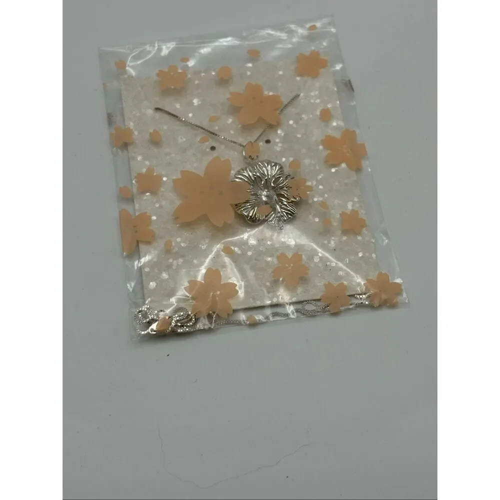 Hibiscus Flower Sterling Silver Pendant, 18